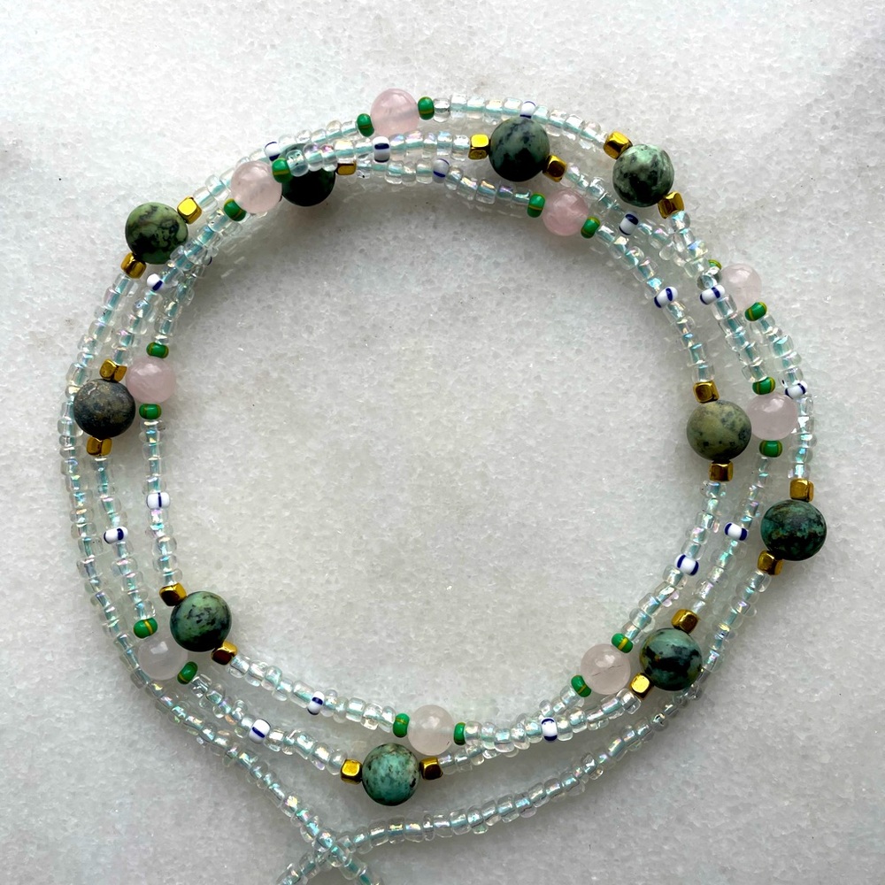 Rose Quartz And African Turquoise Waist Beads